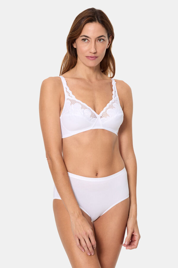 Playtex Sujetador sin aros microfibra con encaje blanco