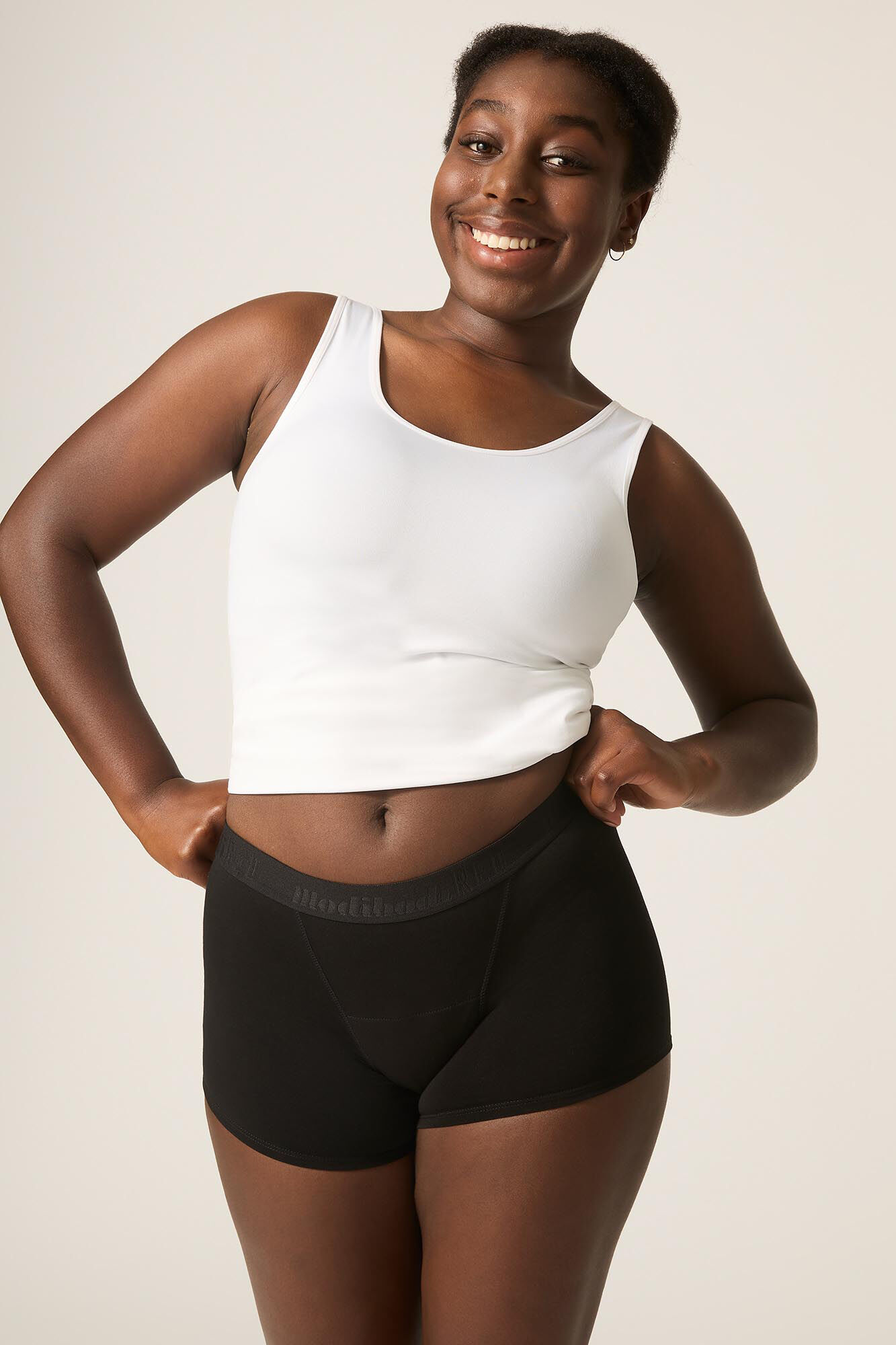 Modibodi Braga menstrual adolescente hipster boyshort algod&oacute;n org&aacute;nico negra absorci&oacute;n s&uacute;per