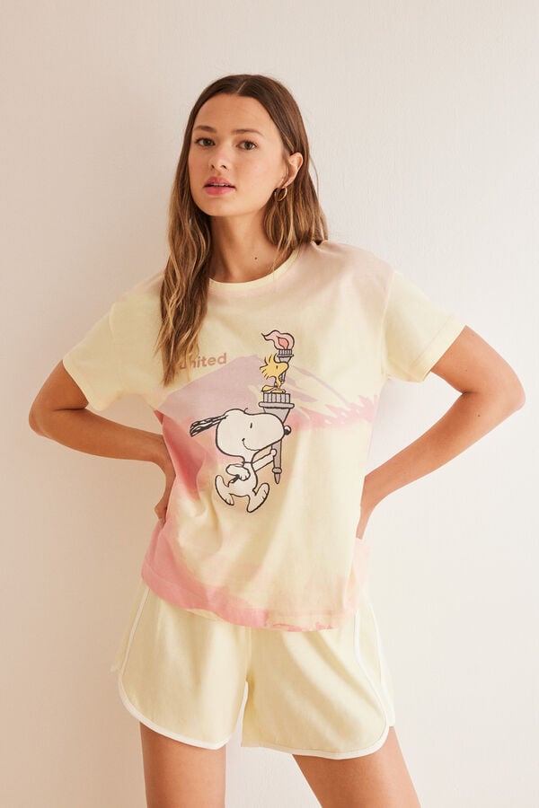 Womensecret Pyjama court 100 % coton Snoopy vert