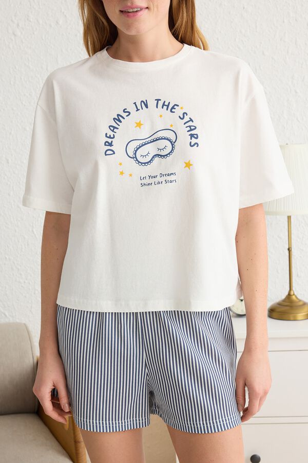 Trendyol Conjunto de pijama corto rayas estampado