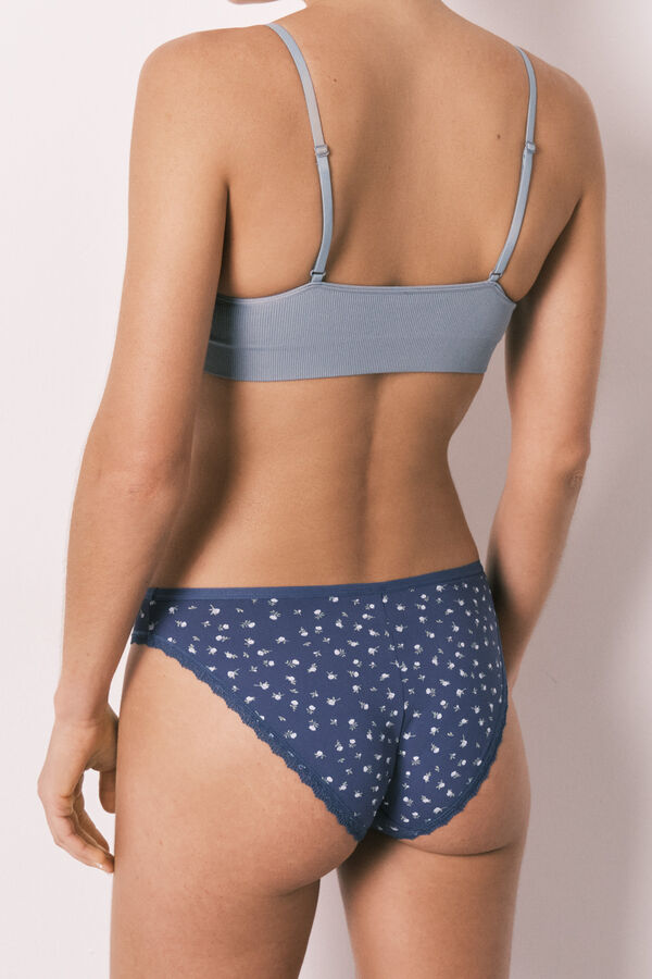 Women'secret Blue floral print classic panty printed