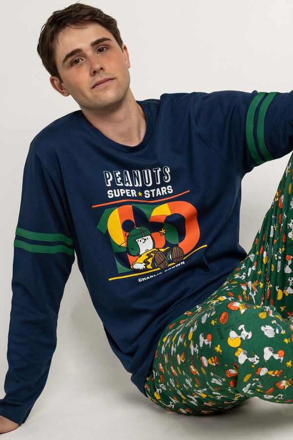 Admas Men's long pyjamas Peanuts blue