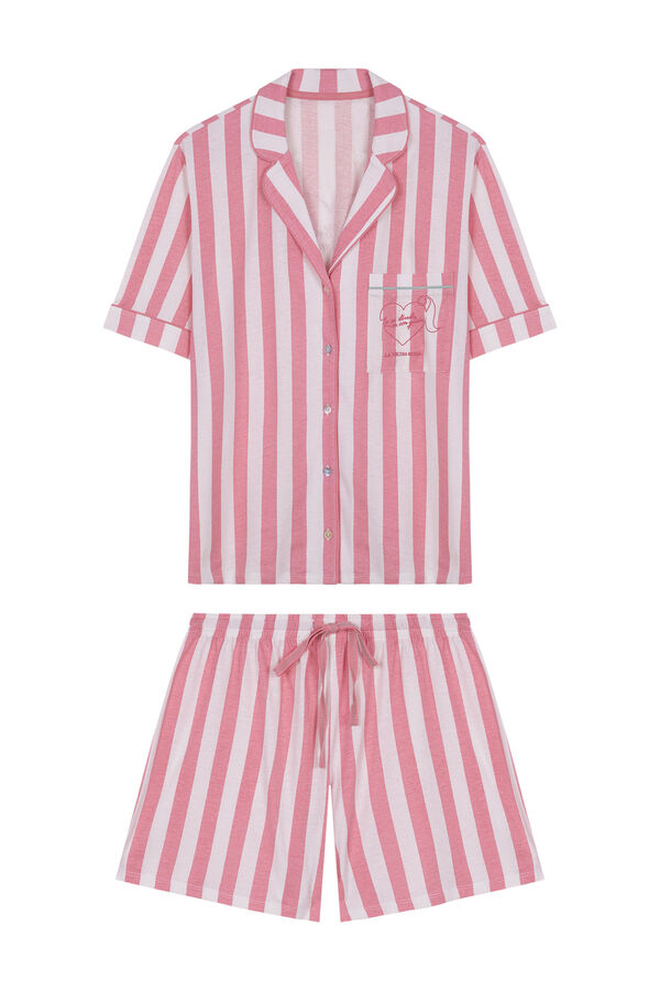 Womensecret Pijama camiseiro curto 100% algodão rosa La Vecina Rubia vermelho