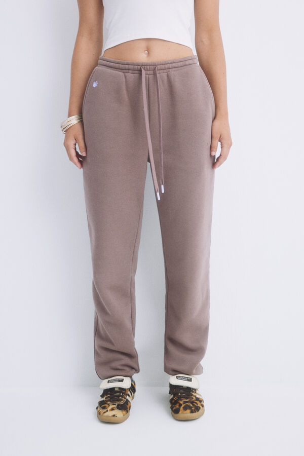 Womensecret Pantalón jogger felpa marrón claro marrón