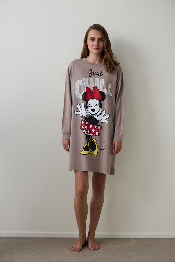 Penti Camis&oacute;n de manga larga con estampado de Mickey Mouse Just Chill beige