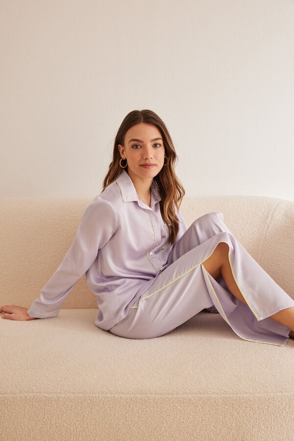 Womensecret Lilac satin classic pyjamas  Ljubičasta
