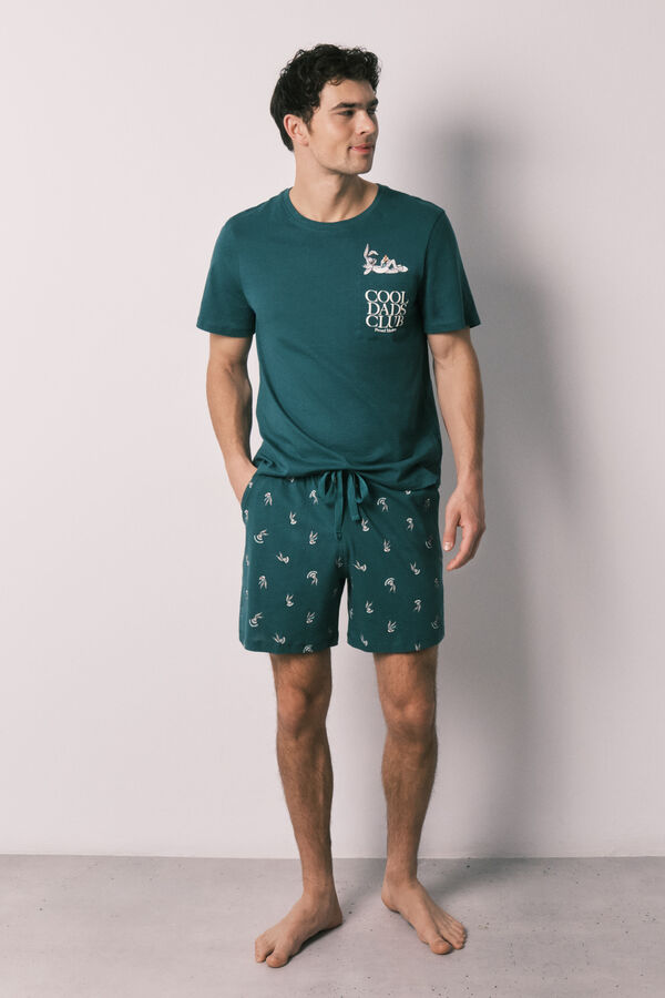 Women'secret 100% cotton short men's pyjamas BUGS BUNNY green