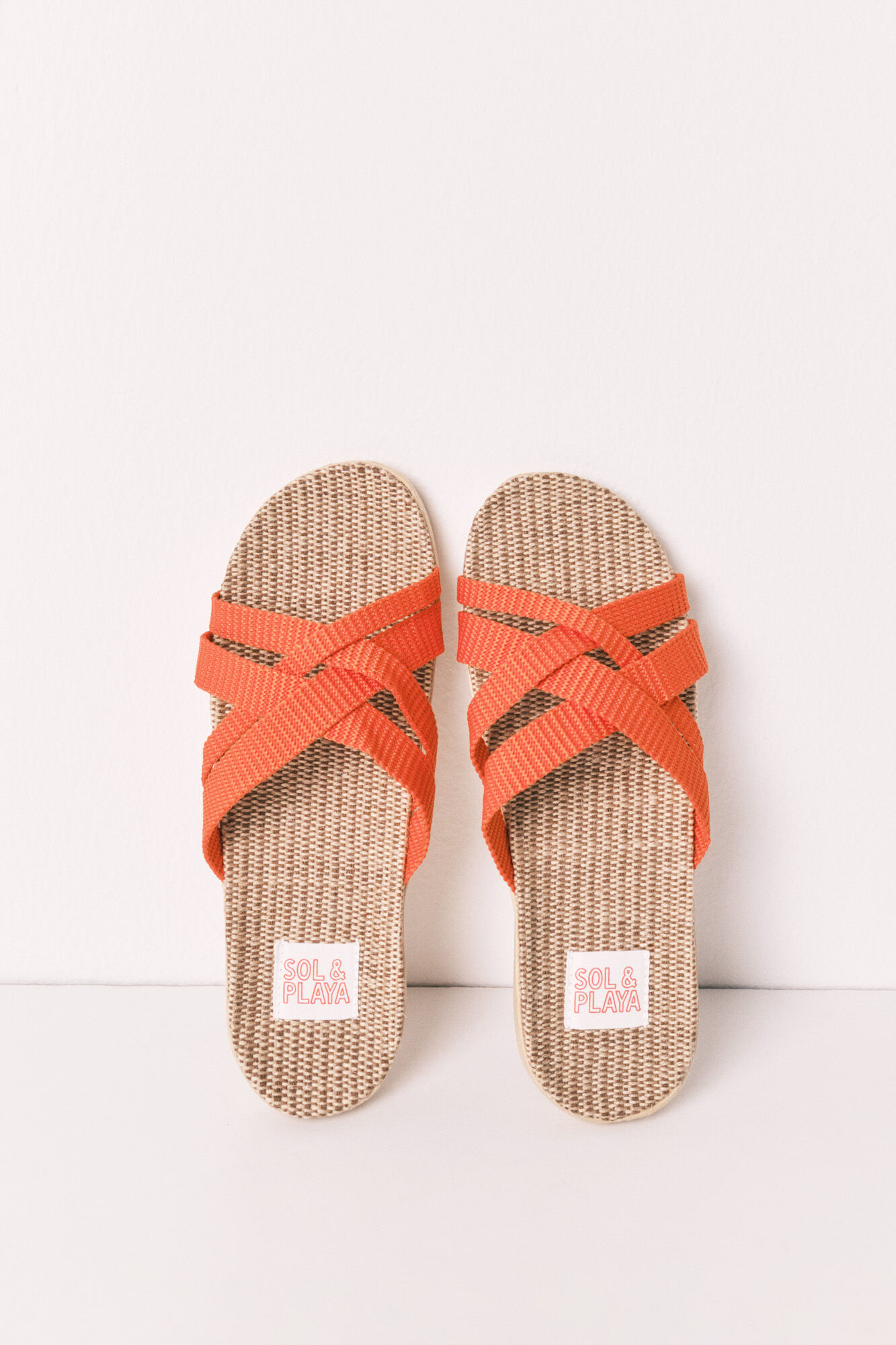 Women'secret Sandales en raphia &agrave; brides orange