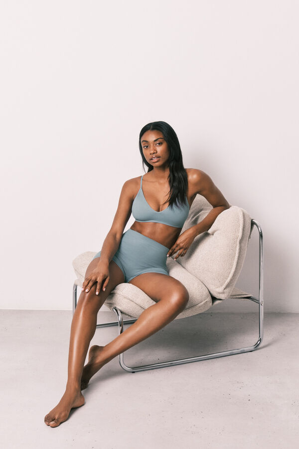 Women'secret Blue plain seamless triangle top blue