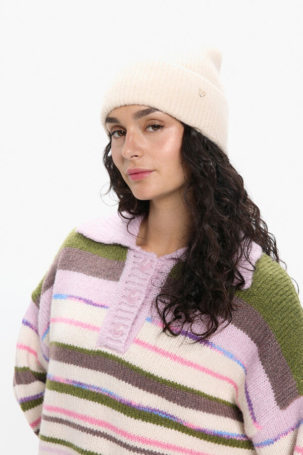 Pieces Gorro Bordado Dobladillo gris