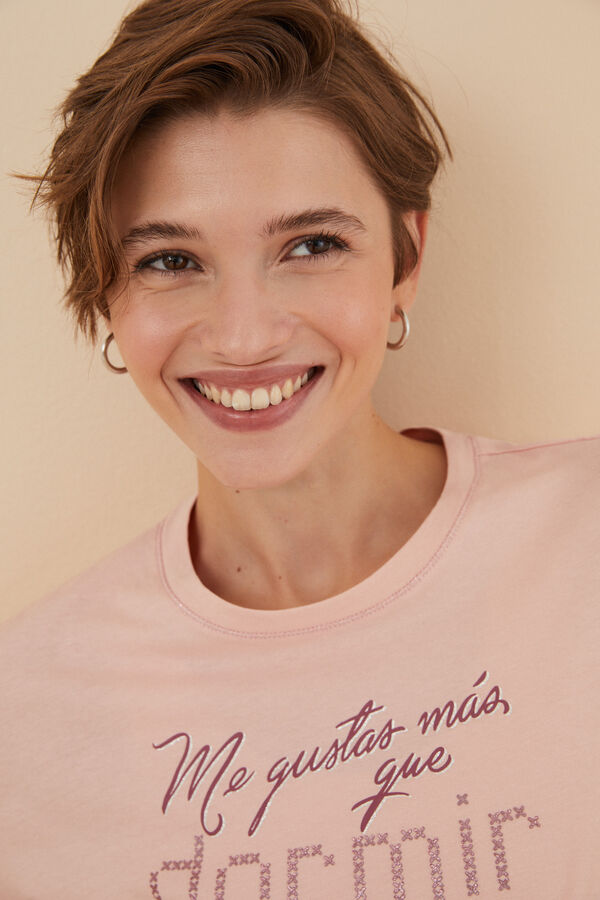 Womensecret La Vecina Rubia pizsama 100% pamutból, kockás nadrággal rózsaszín