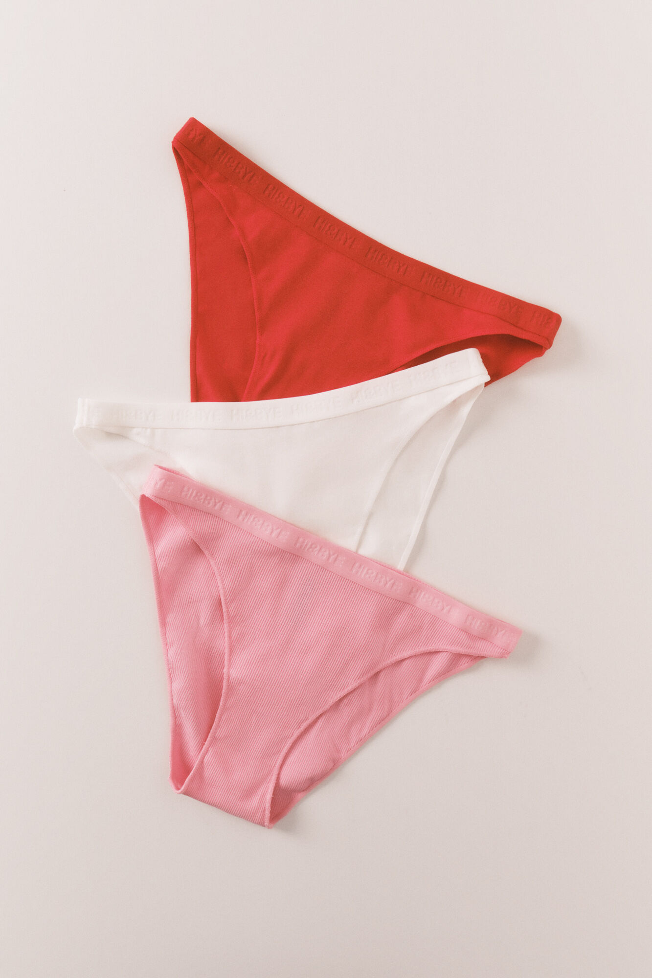 HI&BYE Pink, red and white classic panties 2-pack