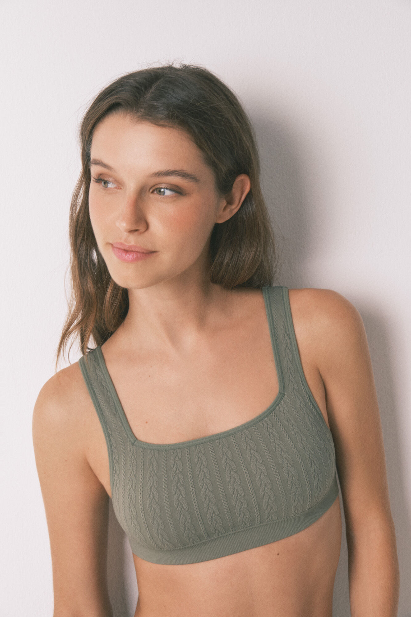 Women'secret Sujetador top seamless tricot verde