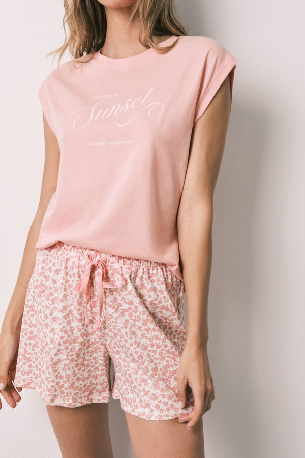 Women'secret Pink cotton short pyjamas pink