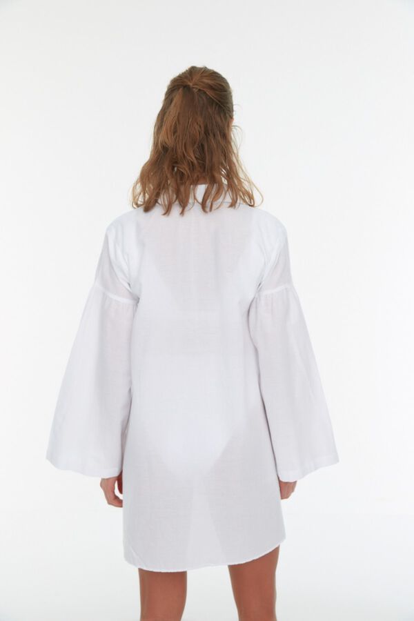 Trendyol Camisa larga playera con rayas blanco