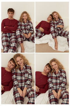 Womensecret Pyjama Hemdlook Karomuster 100 % Baumwolle mit Print