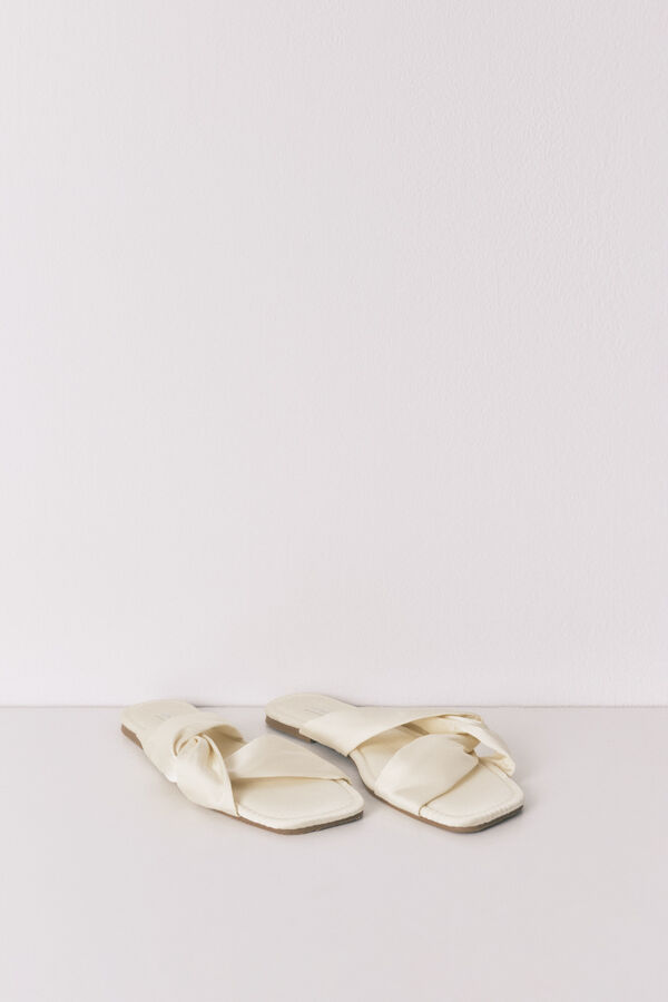 Women'secret Pantoufles satin n&oelig;ud jaunes imprim&eacute;