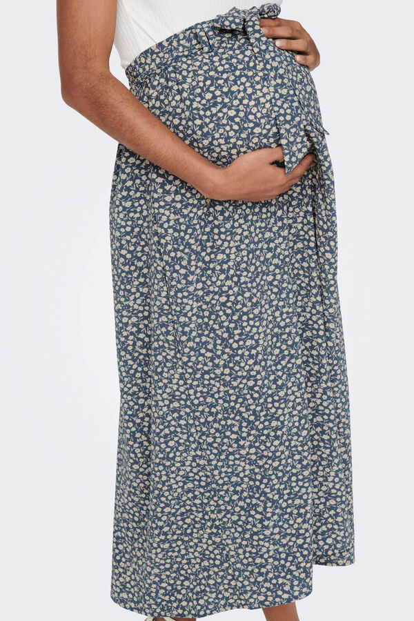 Only Maternity Falda midi estampado floral premam&aacute; gris