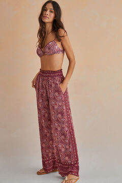 Womensecret Long trousers with an Indian-inspired print brown