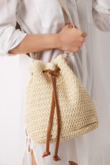 Womensecret Raffia bucket bag nude