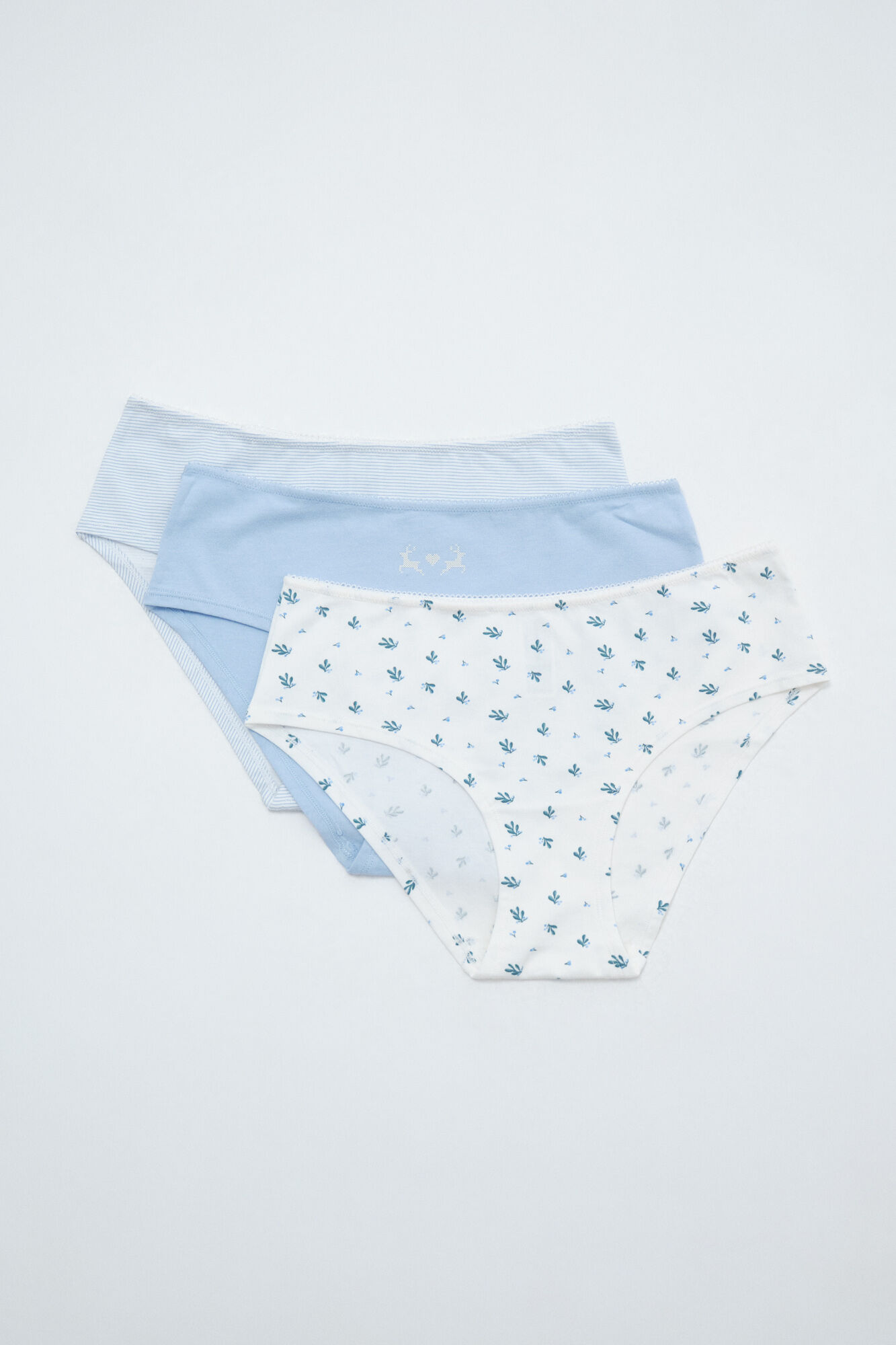 Women'secret Blue Christmas print 3-pack wide panties