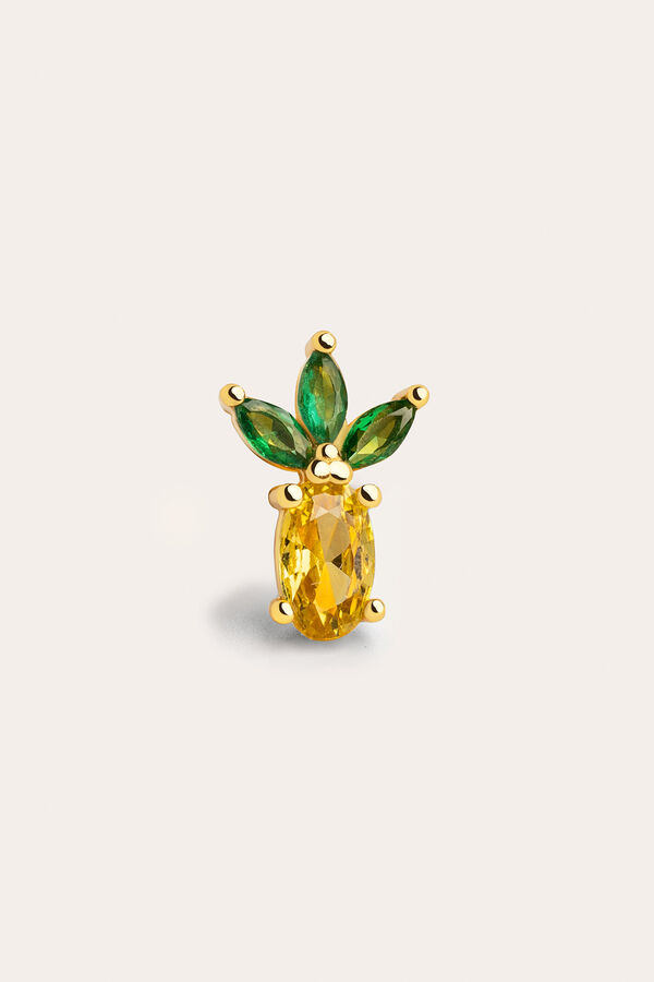 Womensecret Einzelner Ohrring Tropical Ananas Silber Vergoldet mit Print