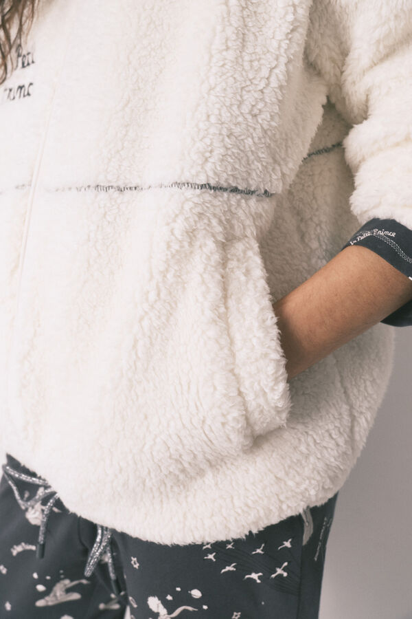 Women'secret Robe de chambre courte en sherpa imprim&eacute; Le Petit Prince blanche blanc