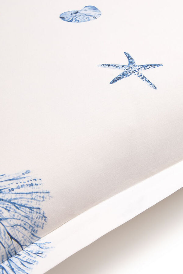 Textura Capa de almofada de algod&atilde;o com motivos marinhos azul