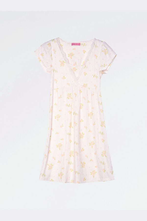 Ohma Floral print maternity nightgown white