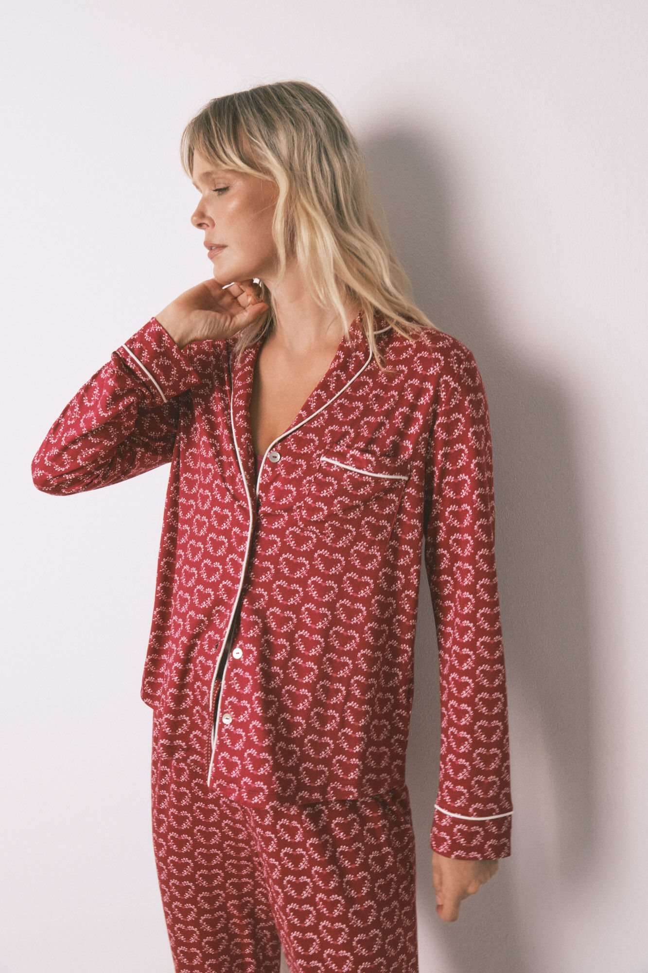 Women'secret Long red heart print classic pyjamas