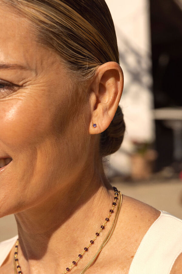 Singularu Brincos Spark Lavande de prata com banho de ouro estampado