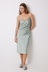 Womensecret Green satin and lace midi nightgown green