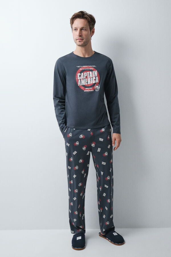 Women'secret Blue cotton long pyjamas Captain America grey