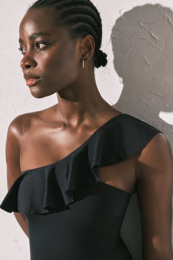 Women'secret Maillot de bain modelant volant asym&eacute;trique noir noir