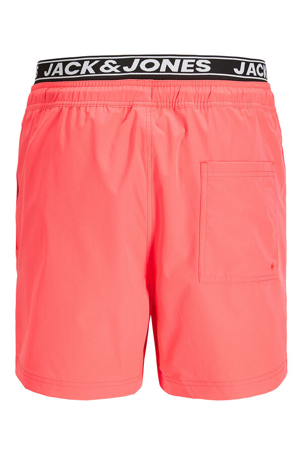 Jack & Jones Double waistband boxer style swimwear pink