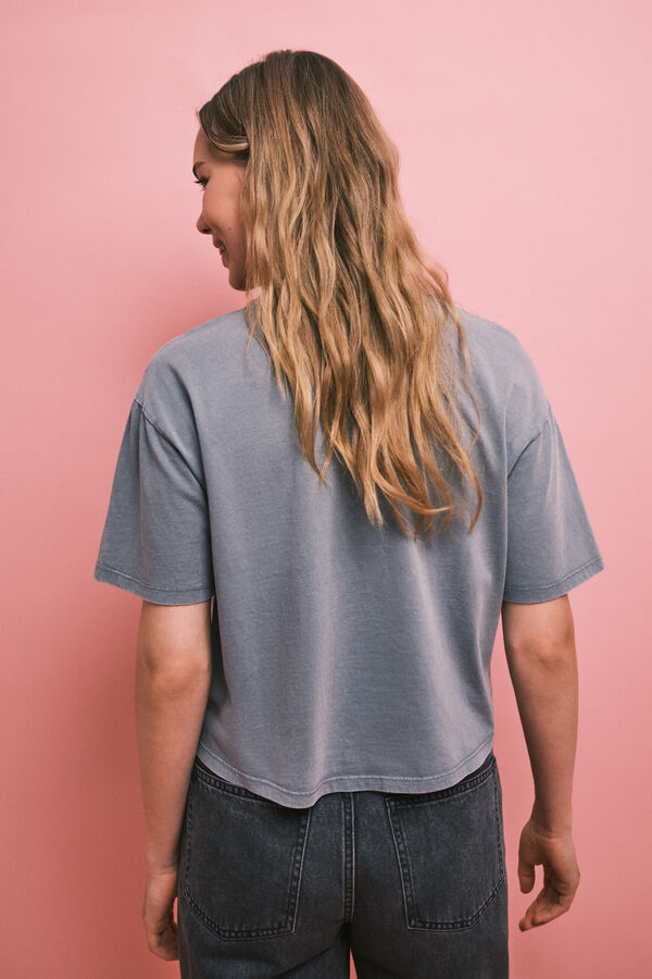 HI&BYE Grey cotton short sleeve T-shirt grey