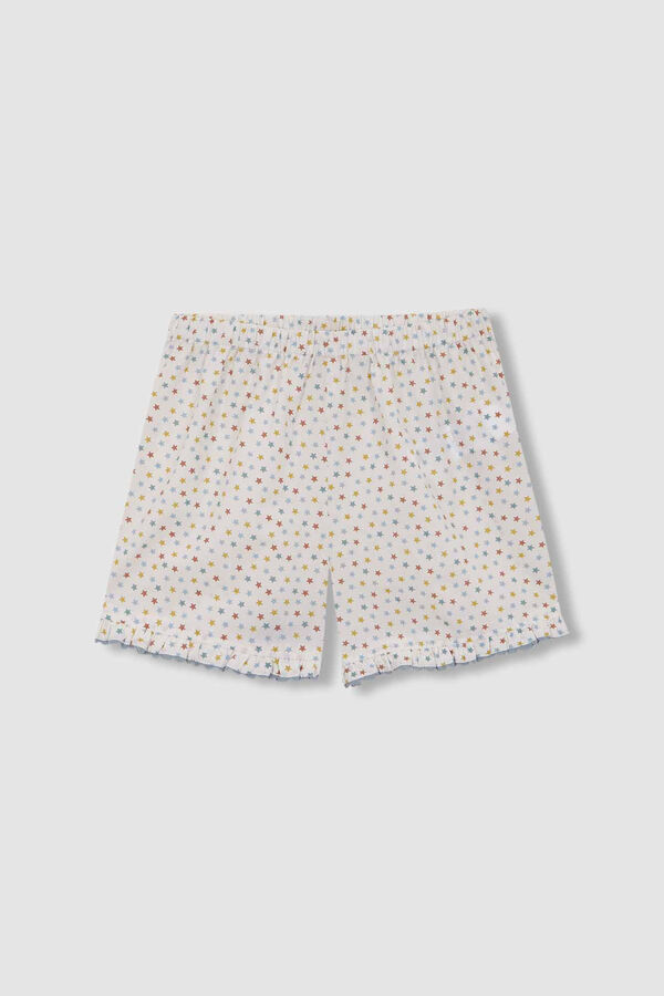 Womensecret Short pyjamas with multicoloured stars in white white