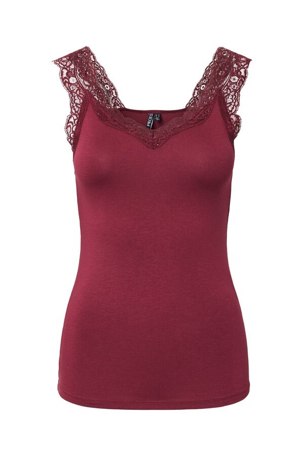 Pieces Top with lace detail red