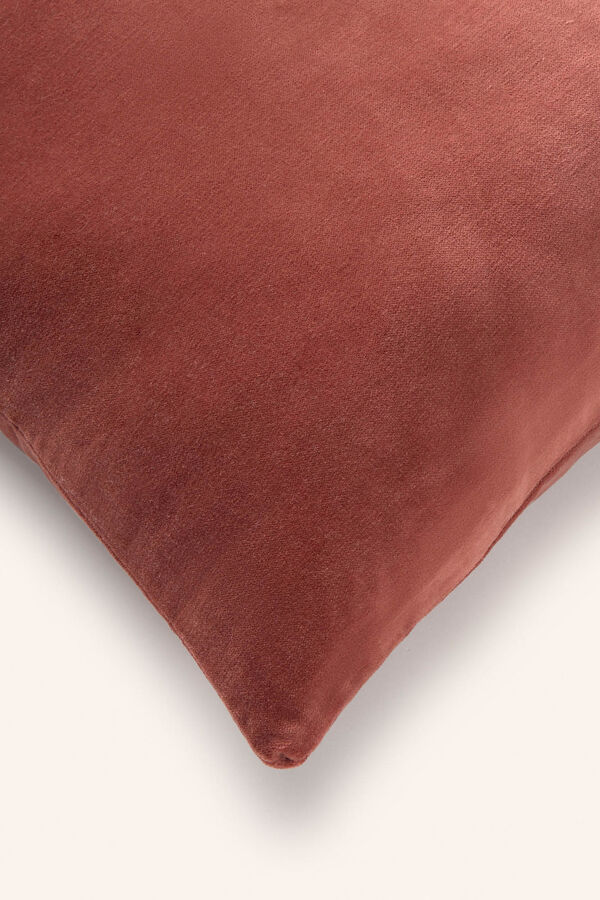 Calma House Funda de coj&iacute;n cuadrada de terciopelo en tono tierra Velour naranja