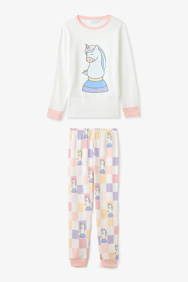 Penti Conjunto de pijama de unicornio Chesscorn para ni&ntilde;as marfil