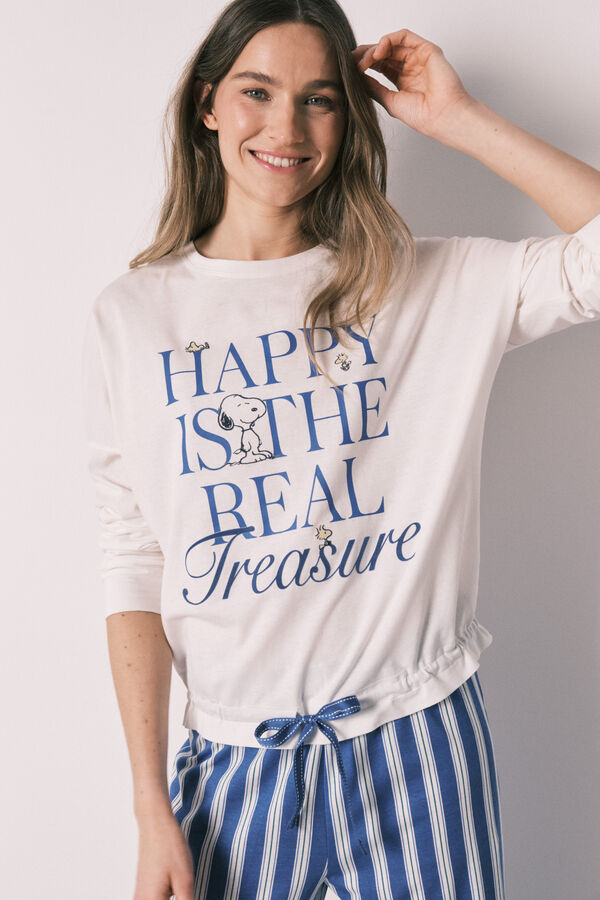 Women'secret Cotton long pyjamas Snoopy Happy beige