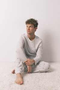 Women'secret Men's long pyjamas 100% cotton grey ski