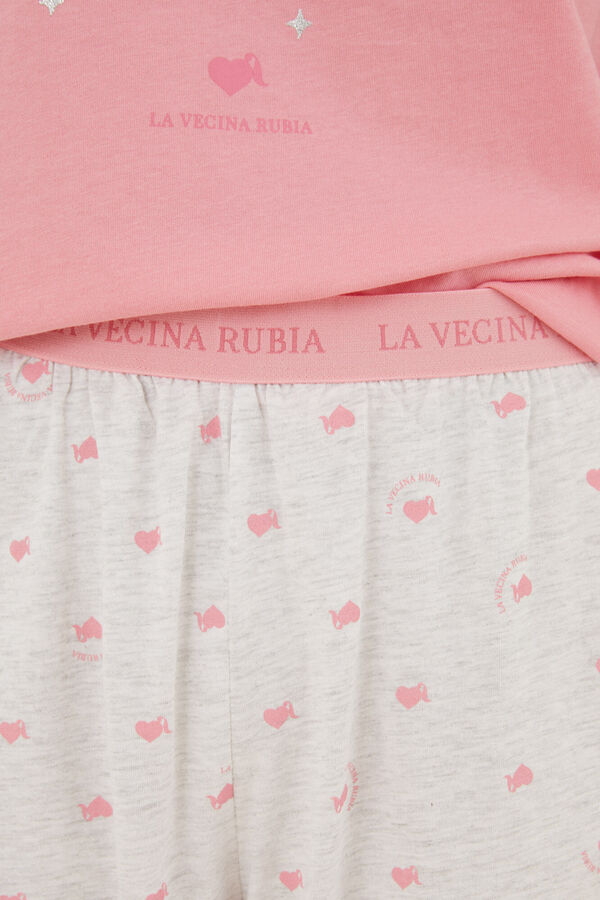 Womensecret Pijama Capri 100% algodón rosa La Vecina Rubia rosa
