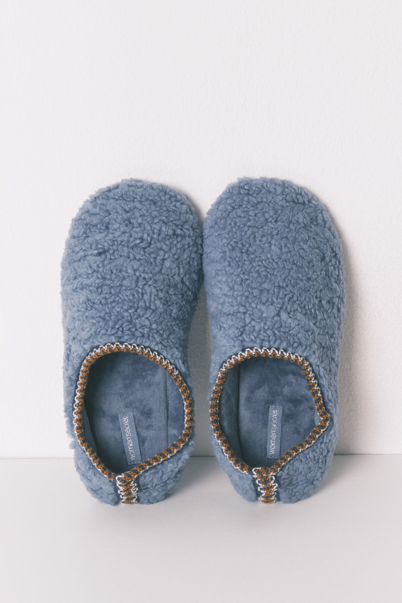 Women'secret Pantufas de quarto de pelo azul