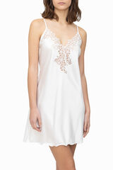 Ivette Bridal Camisa de dormir curta de al&ccedil;as de Mulher acetinada bege