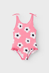Womensecret Girls' floral print swimsuit with tie detail rose