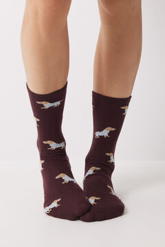 Womensecret Pack of 3 high socks with dogs printed