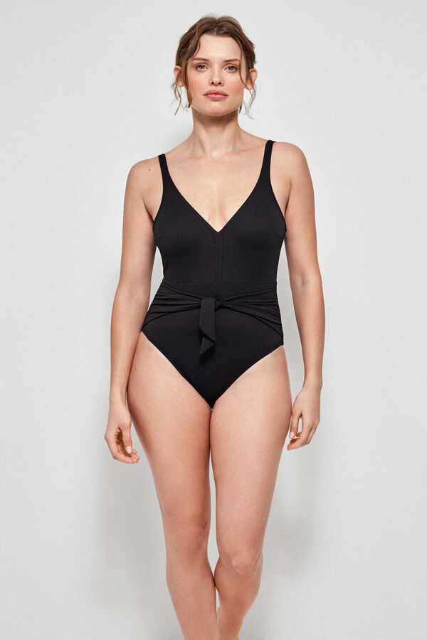 Womensecret Textured fabric non-wired swimsuit Schwarz