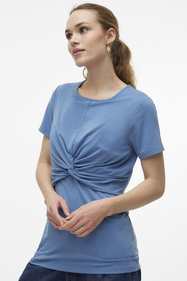 Womensecret Kurzarm-Shirt Maternity und Stillzeit Blau