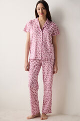 Penti Pink leopard long classic pyjamas set pink